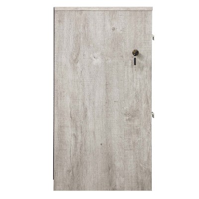 Washed Gray 2-Drawer Wood File Cabinet with Shelves