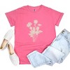 S.W.Smiley Pink Flower Silohuette - Women's Garment Dyed Graphic T-Shirt - 2 of 4