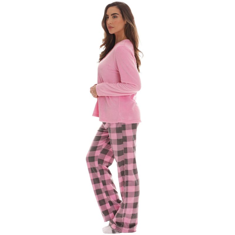 Just Love Womens Ultra-Soft Pajama Pant Set with Matching Socks - 3 Piece Micro Fleece PJ Set, 2 of 4