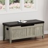 Storage Chest, Storage Trunk with Cushion Seat, 2 Safety Hinges, Wooden Storage Organizer Bench, Shoe Bench for Entryway Bedroom Living Room - 3 of 4