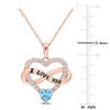 EVERLY JEWELRY | Rose Plated Sterling Silver 2 1/2 CT TGW Blue and White Cubic Zirconia Infinity Heart Pendant with Chain, 18 inc - 2 of 4