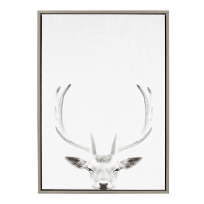 23" x 33" Sylvie Deer Portrait Framed Canvas by Simon Te Tai Gray - Kate and Laurel