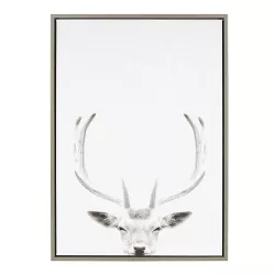 23" x 33" Sylvie Deer Portrait Framed Canvas by Simon Te Tai Gray - Kate and Laurel