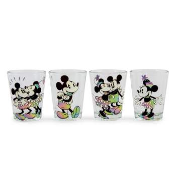 Silver Buffalo Disney Mickey and Minnie Mouse Rainbow 1.5-Ounce Mini Shot Glasses | Set of 4