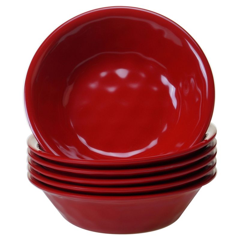 Certified International Solid Color Melamine Bowls 22oz Red - Set of 6, 1 of 3