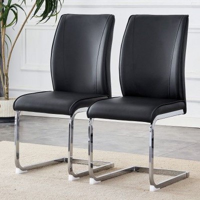 NicBex PU Dining Chairs,Simple Armless Chairs with Metal Legs for Home,Kitchen,Living Room,Restaurant