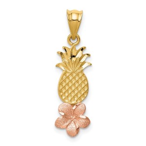 Black Bow Jewelry 14k Rose and Yellow Gold Pineapple Plumeria Pendant - 1 of 4