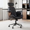 AMERLIFE Office Chair with Wheels, PU Leather Swivel Desk Chair, Bentwood Arms, Height Adjustable - 2 of 4