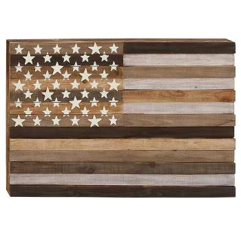 Wood American Flag Handmade Wall Decor Dark Brown - Olivia & May