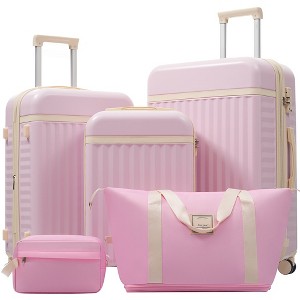 Whisen 3-Piece ABS Luggage Set Including Front Opening 20” & 24” Suitcases with USB, TSA Lock and Duffel Bag - 1 of 4