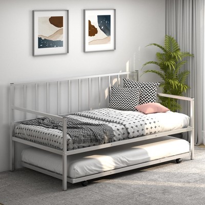 Costway Metal Daybed with Pull-Out Trundle - Thumbnail 4