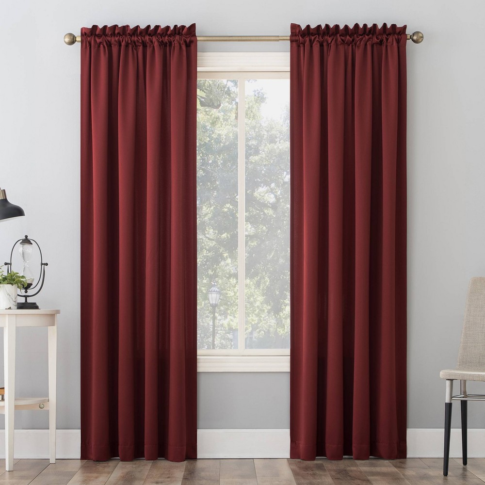 Photos - Curtains & Drapes 54"x63" Sun Zero Room Darkening Seymour Rod Pocket Curtain Panel Wine Red