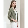 Allegra K Women's Striped 3/4 Sleeves Open Front Casual Notched Lapel Blazer - 4 of 4