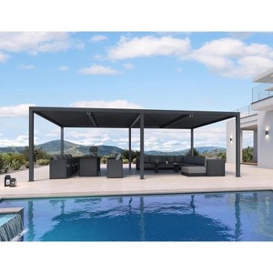 PURPLE LEAF Louvered Pergola Outdoor Aluminum Pergola with Adjustable Roof for Deck Backyard Garden Grey Hardtop Gazebo - 1 of 4