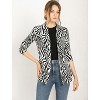 INSPIRE CHIC Women's Elegant Shawl Collar Long Sleeves Open Front Print Cardigan - 3 of 4