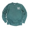 Simply Sage Market Women's Embroidered Whimsical Holly Jolly Stars Long Sleeve Garment Dyed Tee - 2 of 4
