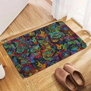 Colorful Cats Paint Splatter Bathroom Rugs Winter Bath Mat Absorbent Non Slip Bathroom Mat Christmas Soft Floor Carpet 16x20 Inches - 1 of 1