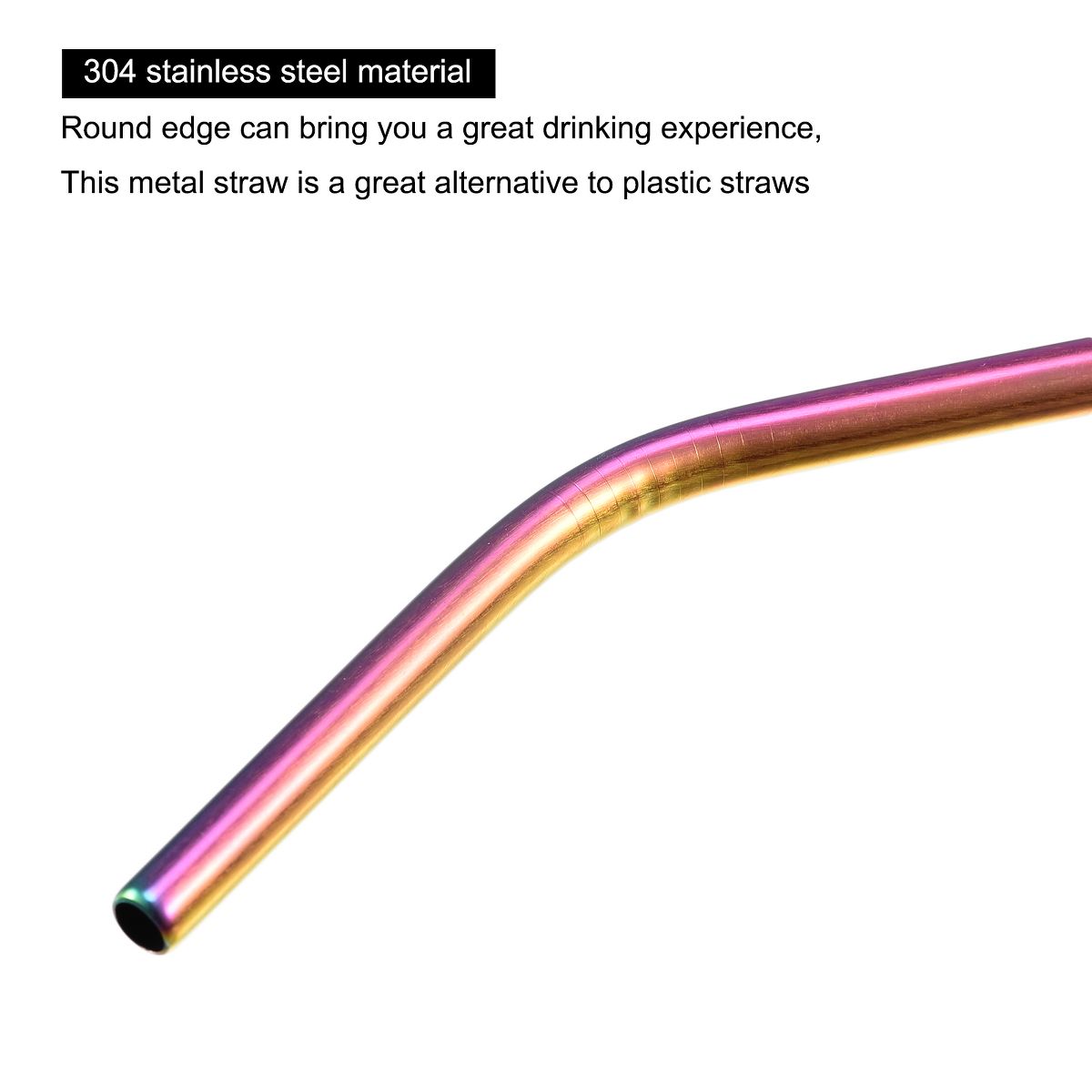 Unique Bargains Smooth Large Cocktail Juice Reusable Metal Straw 4 Pcs - thumbnail 8