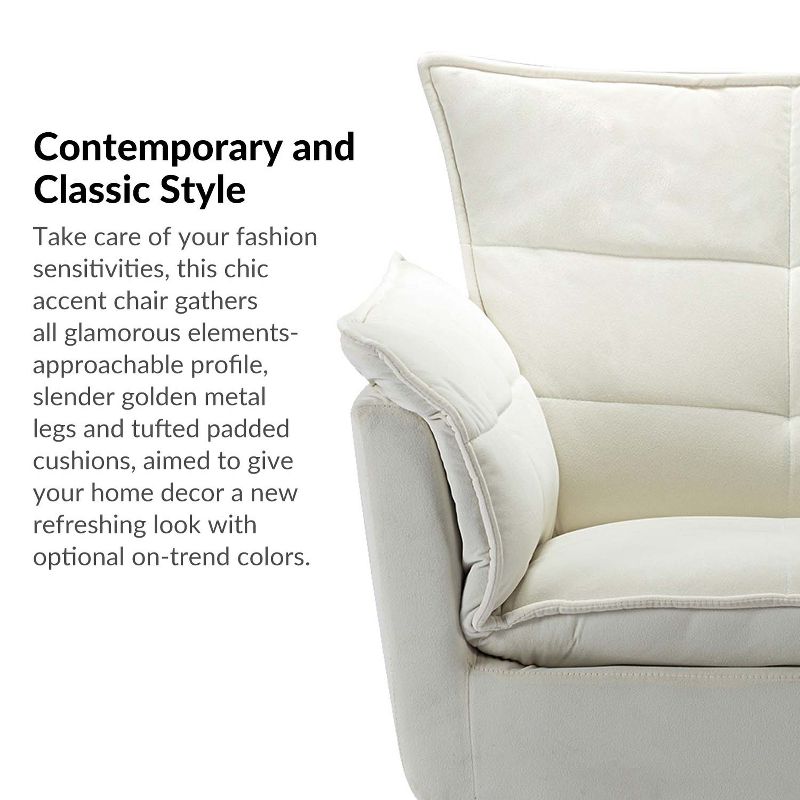 Jonat Contemporary Velvet Wooden Upholstered Armchair with Metal Legs for Bedroom and Living Room | ARTFUL LIVING DESIGN, 4 of 11