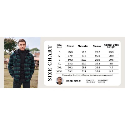 COOFANDY Men's Flannel Shirt Jacket Warm Quilted Lined Hooded Long Sleeve Plaid Shirt Jackets Blue Green Plaid L — фото 6