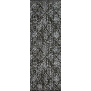 Acekool Washable Bedroom Area Rug, Non Slip Low Pile Boho Floral Carpet, Soft Foldable Small Rug for Bedside, Living Room - 1 of 4