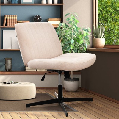 VYNXARIA Cross Legged Office Chair - Stylish Armless Swivel Chair with Adjustable Height