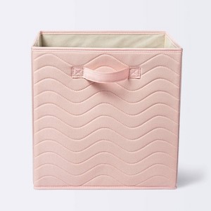 Quilted Fabric Cube Storage Bin - Light Pink - Cloud Island™ - 1 of 3