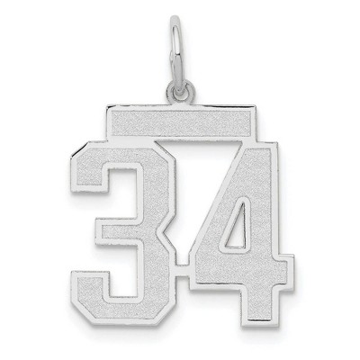 Black Bow Jewelry 14k White Gold, Jersey Collection, Medium Number 34 Pendant