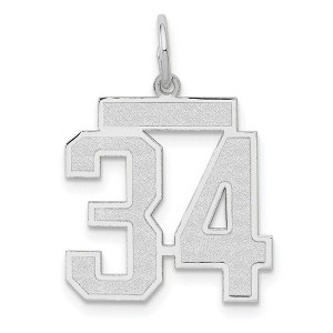 Black Bow Jewelry 14k White Gold, Jersey Collection, Medium Number 34 Pendant - 1 of 4