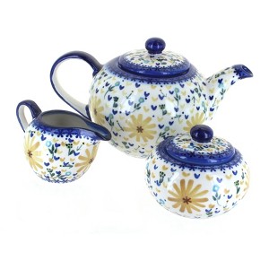Blue Rose Polish Pottery 1700 WR Unikat 3 Piece Tea Set - 1 of 1