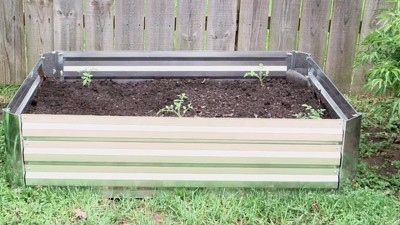 Woodgrain Galvanized Steel Raised Garden Bed for Outdoor Plants