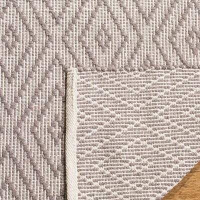 Handwoven Grey Ivory Geometric Wool-Cotton Blend Area Rug 9'x12'