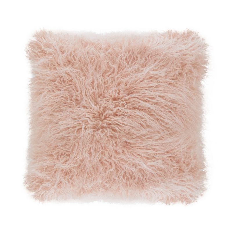 Poly Filled Faux Mongolian Fur Throw Pillow - Saro Lifestyle, 1 of 5