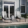 Emma and Oliver Set of 2 Textilene Adjustable 5 Position Patio Chaise Lounge with Armrests and Metal Frame - 2 of 4