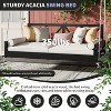Twin Size Acacia Wood Patio Swing Bed with 16.4ft Hemp Ropes, Modern Hanging Porch Swing Frame for Garden, Backyard - ModernLuxe - 4 of 4
