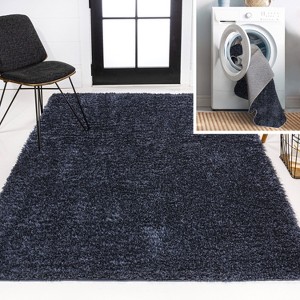 Clayton Coastal Solid Glam Shag Machine-Washable Rug - JONATHAN Y - 1 of 4