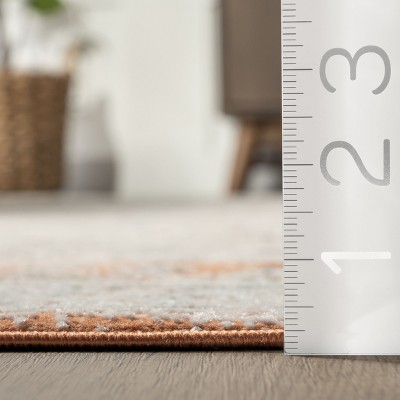 Gavina Beige and Orange Synthetic Oriental 5' x 8' Area Rug