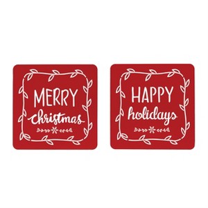Metal Christmas Wall Plaque Iron 16 Inch Square Red Set of 2 by Melrose - 1 of 3