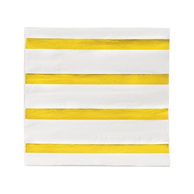 Smarty Had A Party White w/ Gold Stripes Paper Cocktail Napkins - 600 pcs