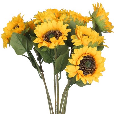 REGALWOVEN Artificial Sunflower Long Stem Home Wedding Decor Artificial Flowers 18.9"