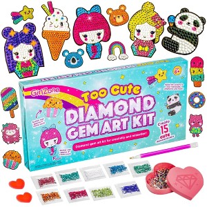 GirlZone Diamond Gem Art Kit, Diamond Art Kit to Make Diamond Art for Kids with Gem Stickers and Diamond Stickers - 1 of 4