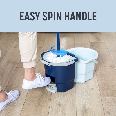 Casabella Dual-Bucket Blue and White Spin Mop System with Extra Refill