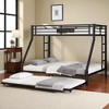 Mshliw Twin XL Over Queen Metal Bunk Bed with Twin Trundle, Heavy-Duty Frame, Dual Side Ladder, Guardrail Safety, Space-Saving Design for Family - 4 of 4