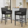 30.5 Inch Counter Stool Bar Stool, Kitchen Chairs with Armrests,Home Bar Stool with Fabric Upholstered Rubberwood Legs-Koiai - 3 of 4