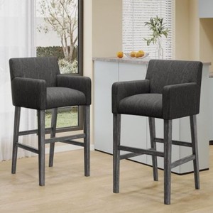 30.5 Inch Counter Stool Bar Stool Set of 2,Kitchen Chairs With Armrests,Home Bar Stool With Fabric Upholstered Rubberwood Legs-Cuddlewood - 1 of 4