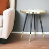 HomeRoots 20" Gold and Black Mirrored Glass and Iron Round End Table - 2 of 4