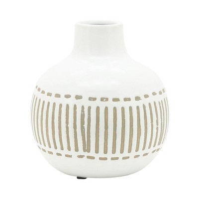 Sagebrook Home Ceramic Geometric Vase - Contemporary Simple Design Floral Vase