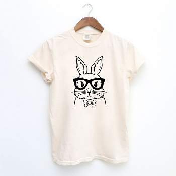 Simply Sage Market Women's Bunny Face With Bowtie Short Sleeve Garment Dyed Tee