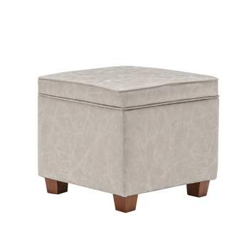 Square Storage Ottoman with Piping and Lift Off Lid - WOVENBYRD
