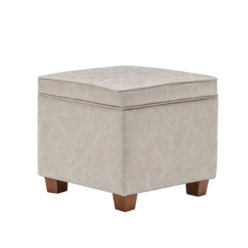 Square Storage Ottoman With Piping And, Distressed Leather Ottoman Rectangle Bed